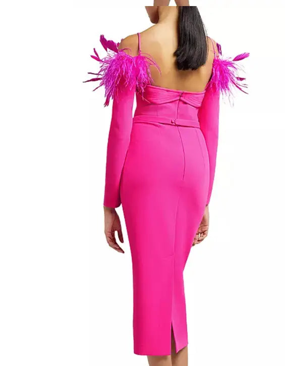 Feathery Off-the-Shoulder Dress Image 3