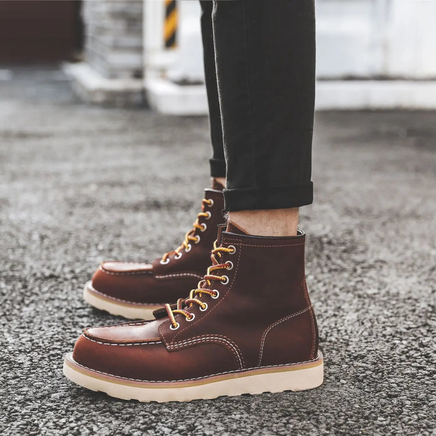 Men’s Retro Slip-On Flat Martin Workwear Boots