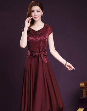 Printed Mid-length Blue Slim Fit Dress
