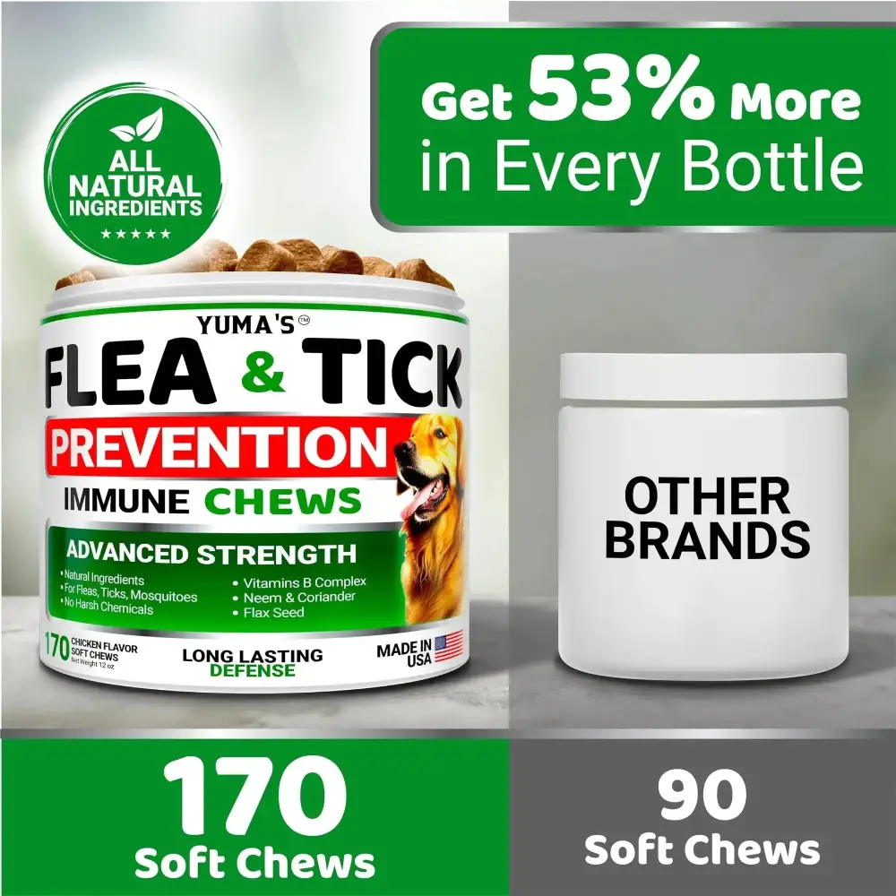Flea And Tick Prevention For Dogs Chewables 170 Treats Natural Dog Flea And Tick Treatment All Breeds & Ages Made In USA CANNOT Be Listed For Sale On Amazon