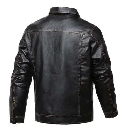 Fleece Lined Autumn Jacket - Thick Leather Coat