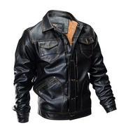 Fleece Lined Autumn Jacket - Thick Leather Coat