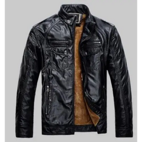 Fleece-Lined Jacket, Leather Men's Windbreaker