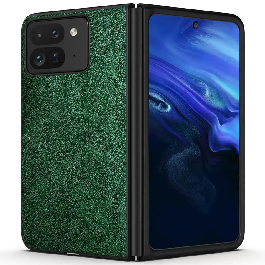 for Google Pixel 9 Pro Fold Case Premium Leather Phone Cover Retro Design Full Protective Case for Google Pixel 9 Pro Fold 5G (Green for Pixel 9 Pro Fold)