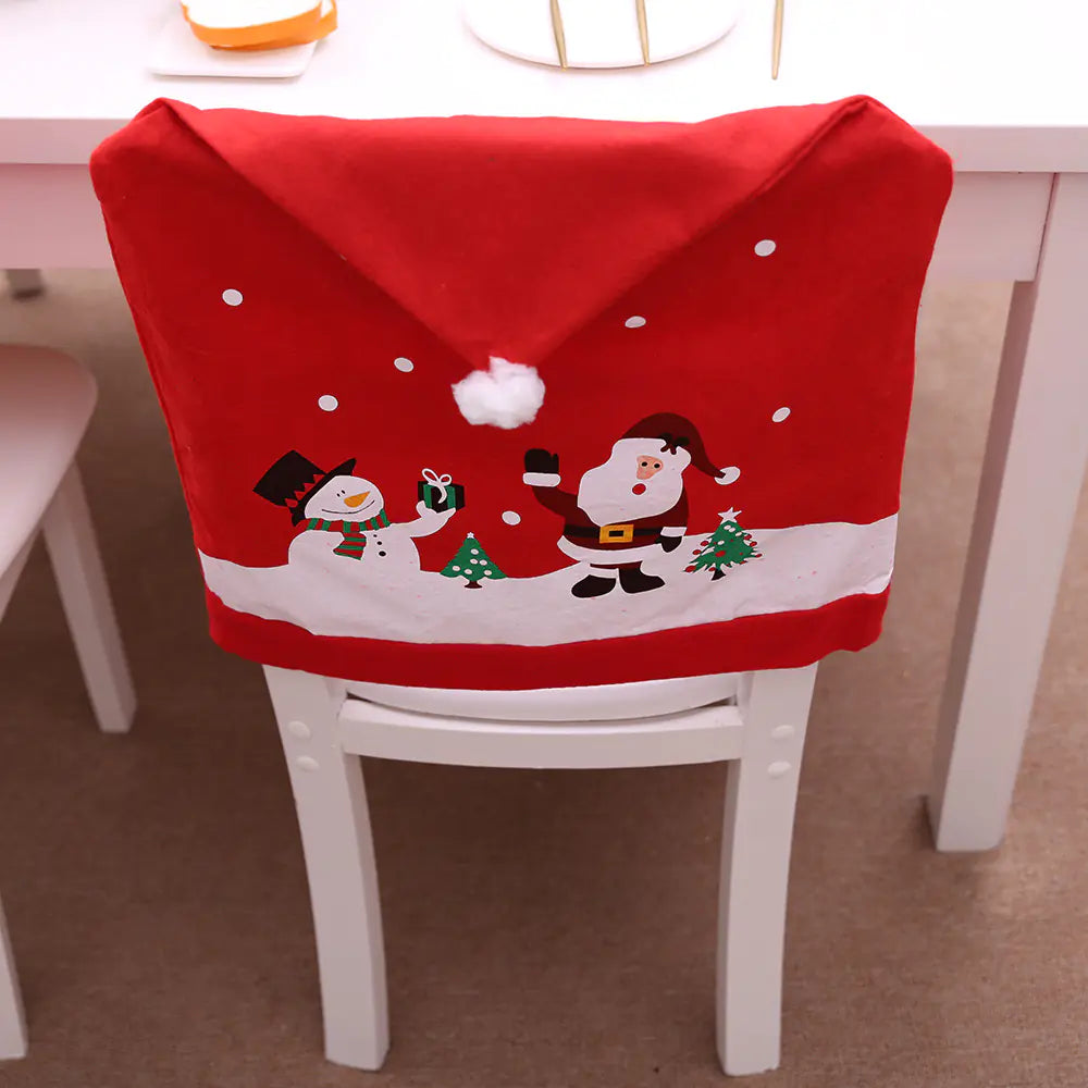 Christmas Non-Woven Fabric Chair Covers with Snowman Design - Joomcy