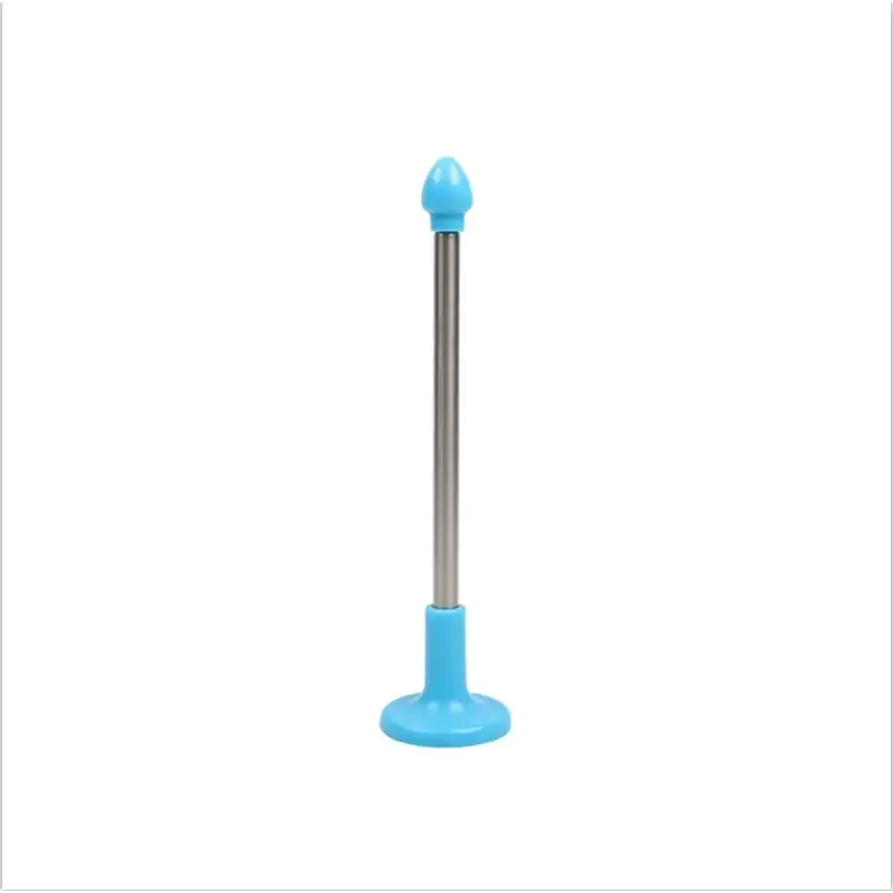 Blue plastic-tipped stainless steel stand with a rounded base and tapered top.
