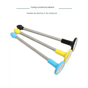 Three colorful plastic-tipped metal cutting rod direction indicators with black, yellow and blue handles.