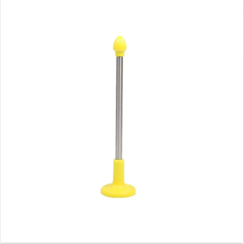 Yellow plastic-tipped stainless steel suction cup tool.