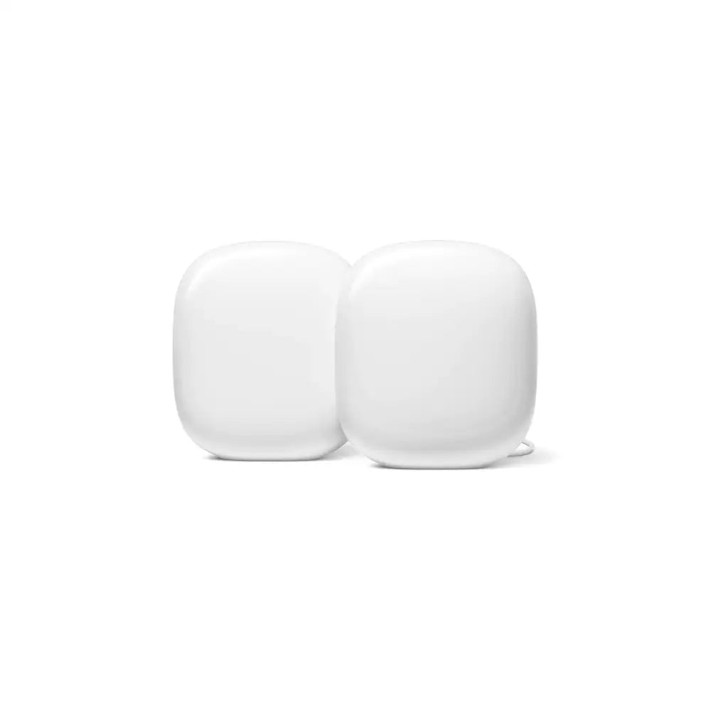 Google Nest WiFi Pro - Wi-Fi 6E - Reliable Home Wi-Fi System with Fast Speed and Whole Home Coverage - Mesh Router - 2 Pack - Snow (Renewed)