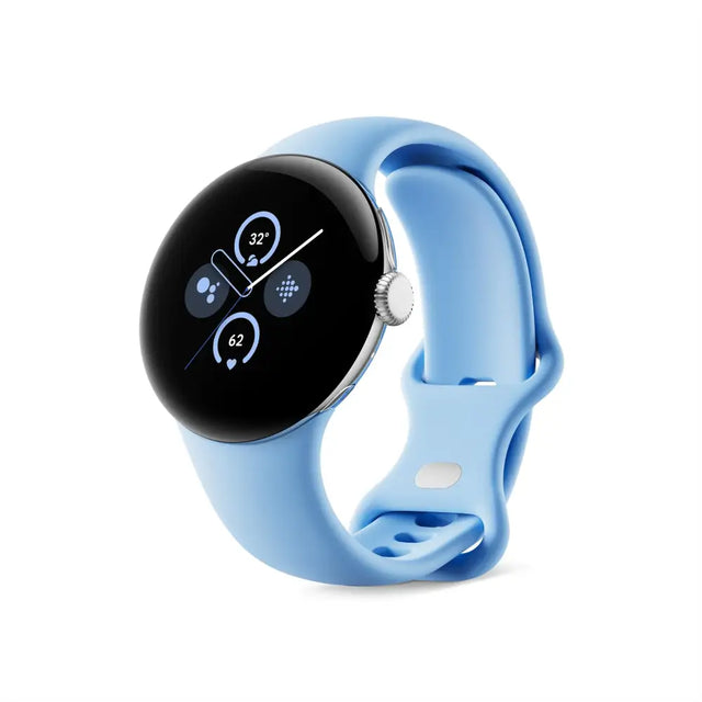 Google Pixel Watch 2 (Previous Model) with the Best of Fitbit - Heart Rate Tracking Stress Management Safety Features - Android Smartwatch - Polished Silver Aluminum Case - Bay Active Band - Wi-Fi
