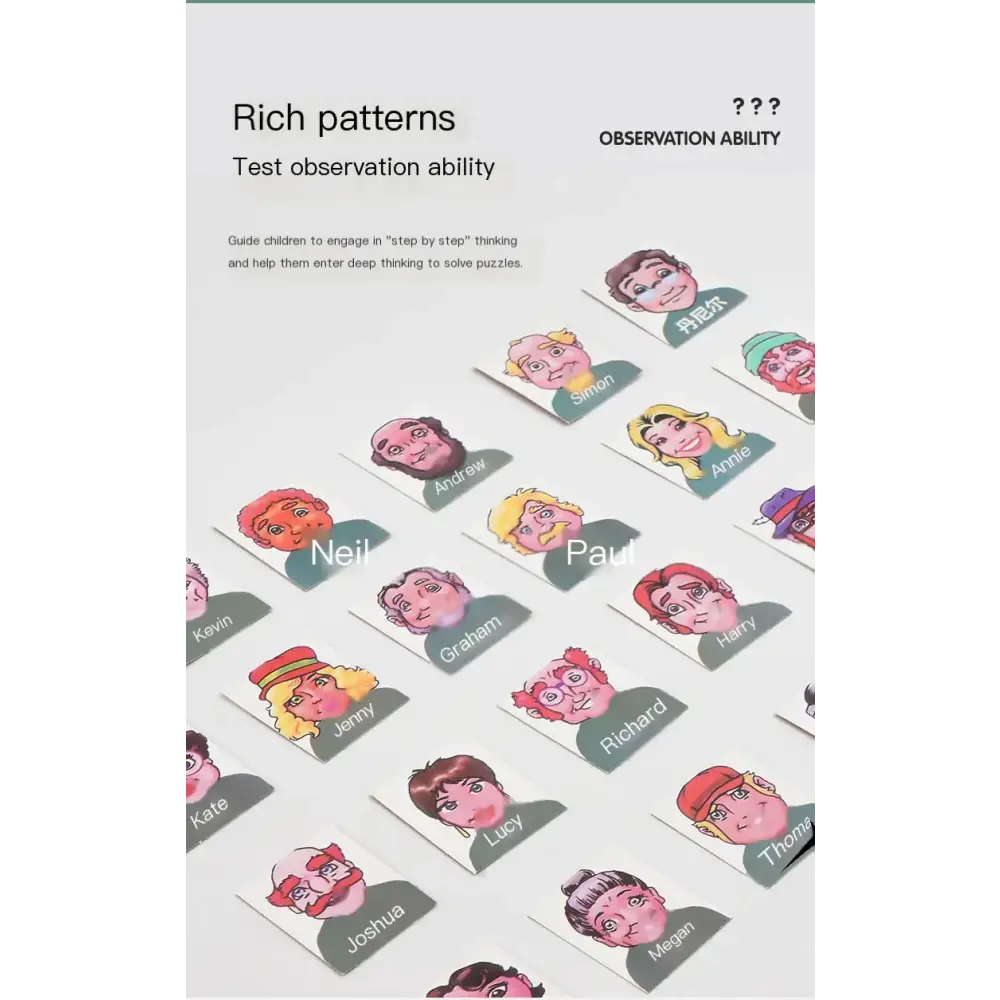 A set of colorful cartoon character name cards with printed names and illustrated faces on a white background.