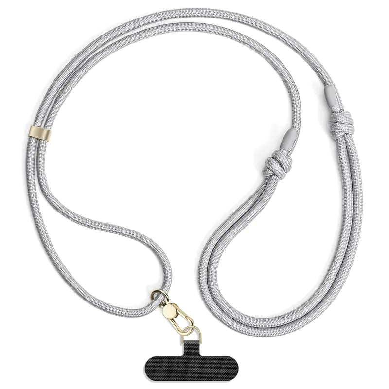 Lawonda Rope Phone Strap Universal Phone Lanyard Adjustable Crossbody Cell Phone Long Neck Strap with Phone Tether Patches Grey