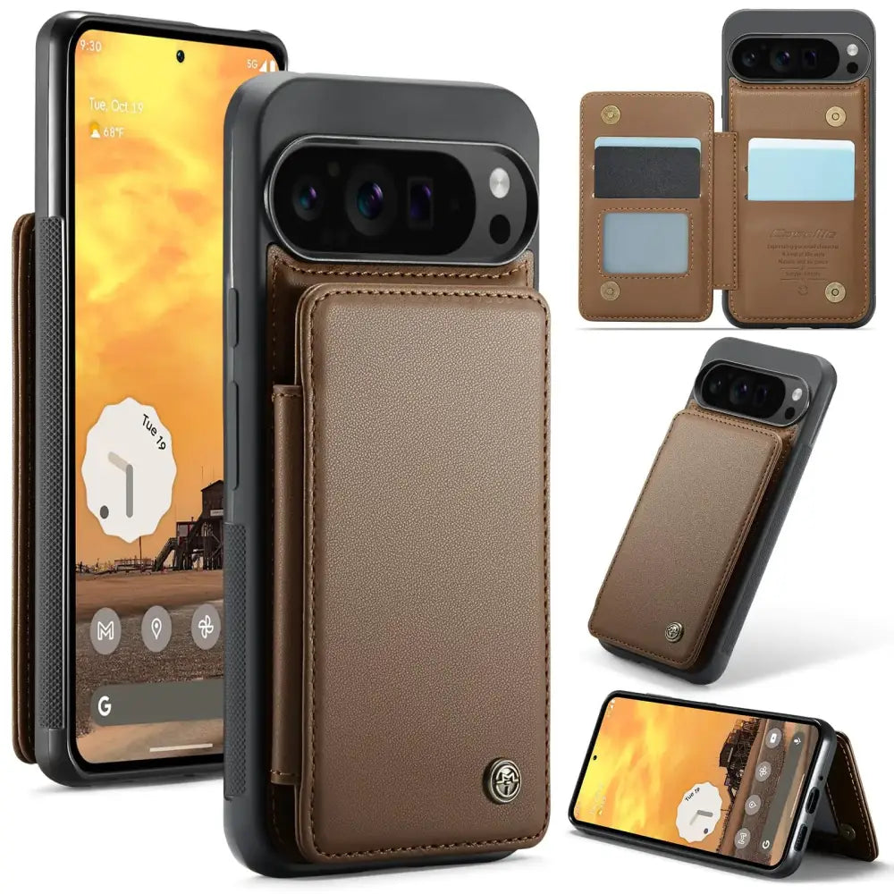 HAII for Google Pixel 9 Pro XL Case for Women Men Magnetic Closure PU Leather Wallet Case with RFID Blocking Card Holder Shockproof Protection Case for Google Pixel 9 Pro XL (Brown)