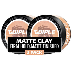 Two-pack of goiple matte clay hair styling product in black and tan containers with a firm hold, matte finished texture.