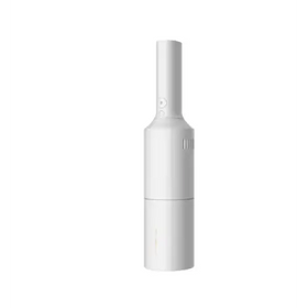 A sleek, minimalist white handheld vacuum cleaner with a cylindrical design and subtle branding details.