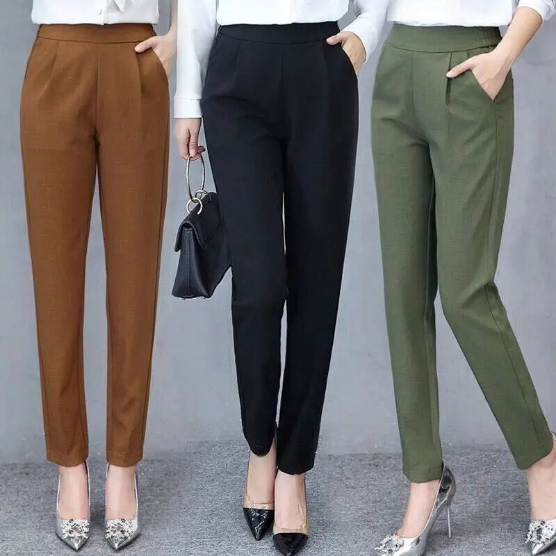 Harem Pants for Women - Cropped Slim Fit Trousers
