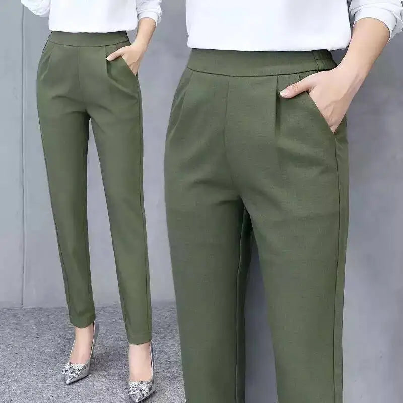 Harem Pants for Women - Cropped Slim Fit Trousers