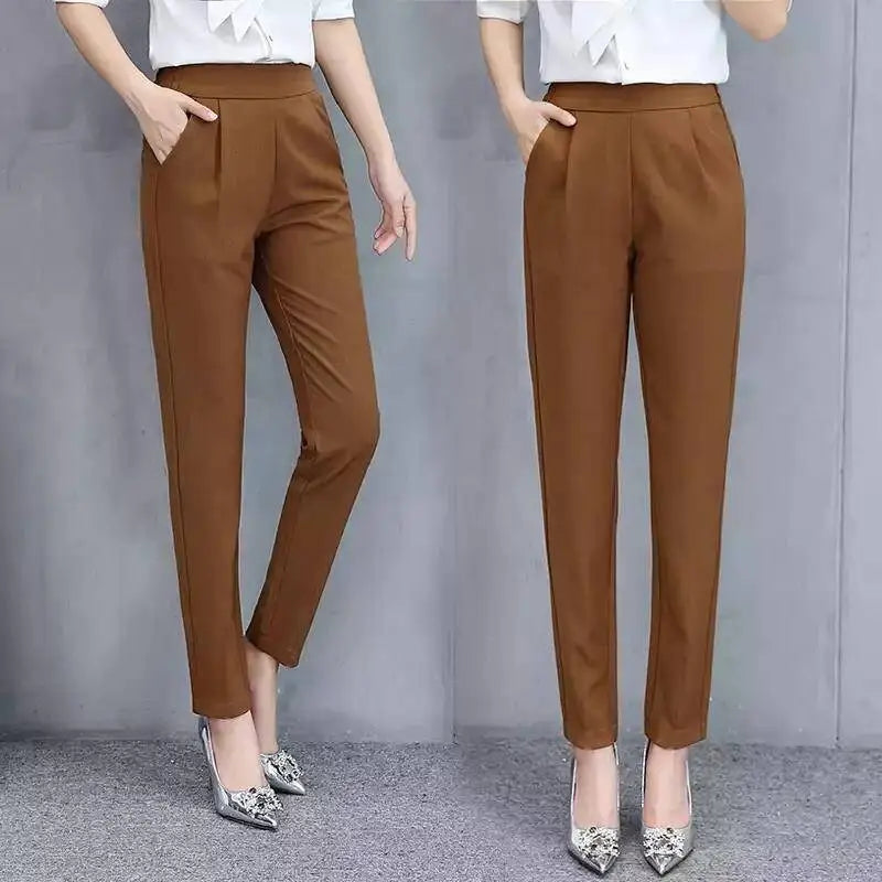 Harem Pants for Women - Cropped Slim Fit Trousers