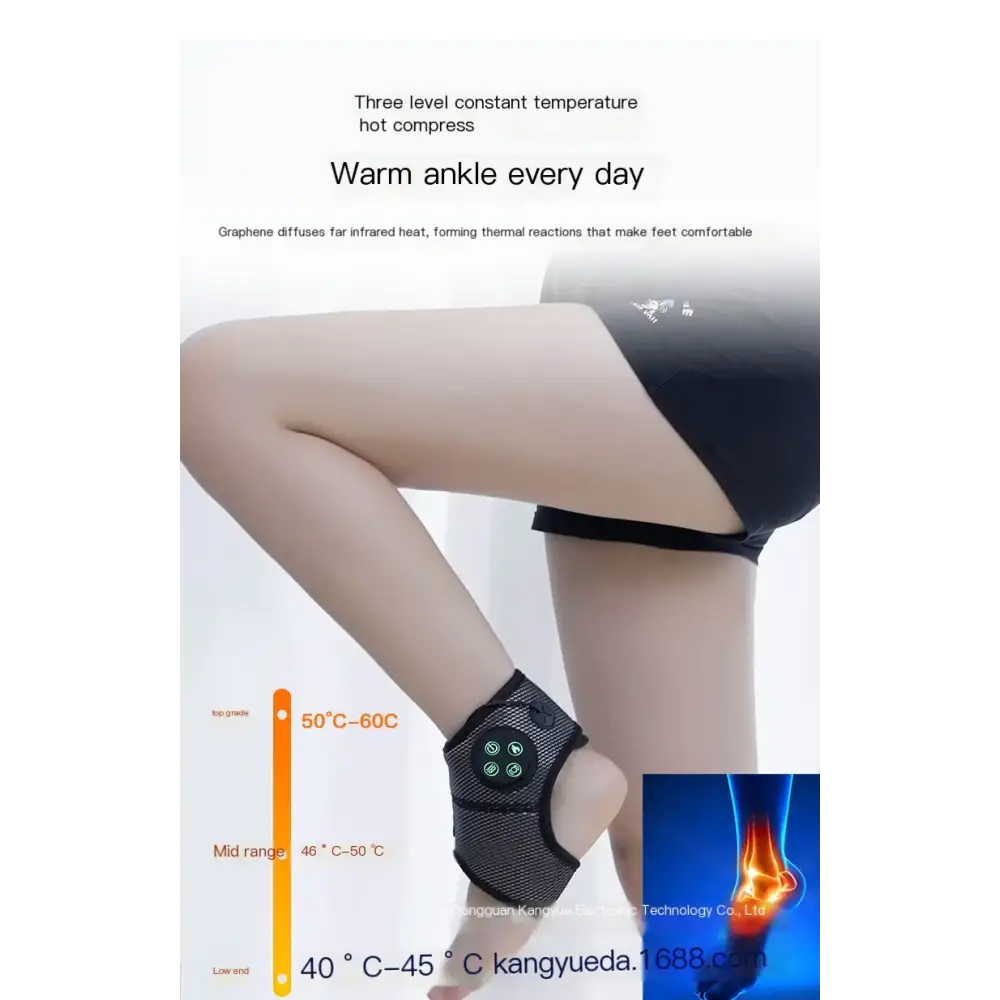 Black mesh ankle wrap with four green circular control buttons.
