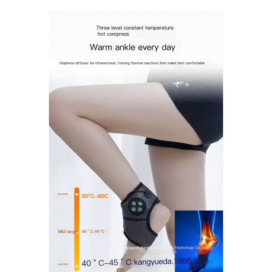 Black mesh ankle wrap with four green circular control buttons.