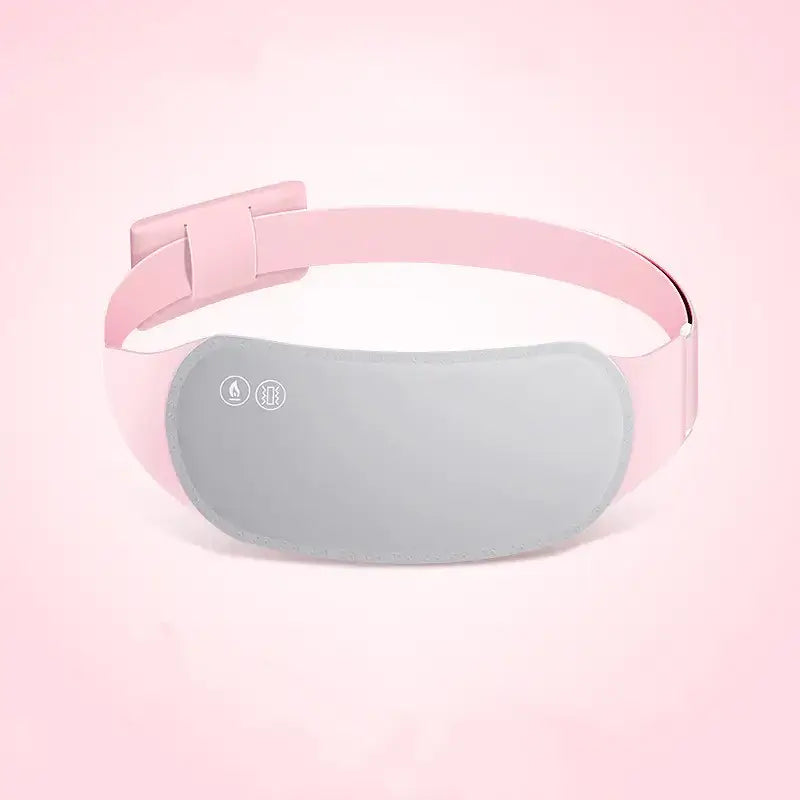 Pink and gray heated neck wrap with a soft silicone band and smooth, rounded heating pad.