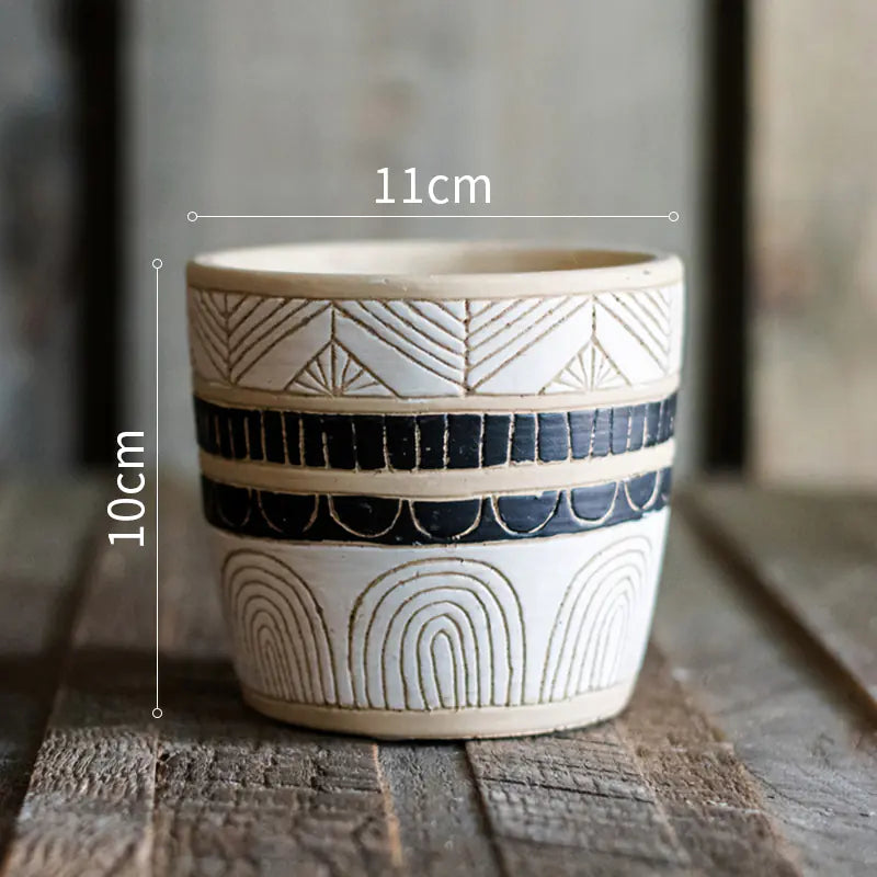 Egyptian Pattern Tall Flower Pot for Garden Decor - Joomcy