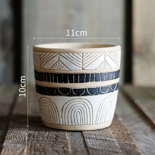 Egyptian Pattern Tall Flower Pot for Garden Decor - Joomcy