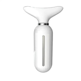 White plastic facial slimming device with a sleek, ergonomic design and metallic accent band.