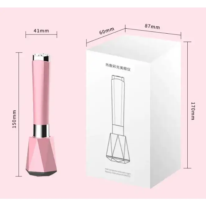 Pink geometric handheld beauty device with silver accents.