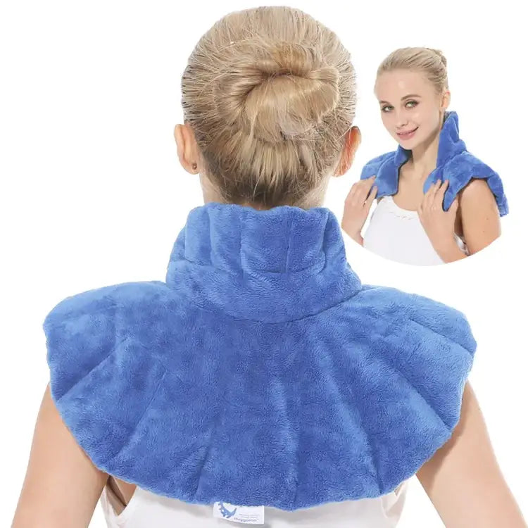 Blue plush neck wrap.