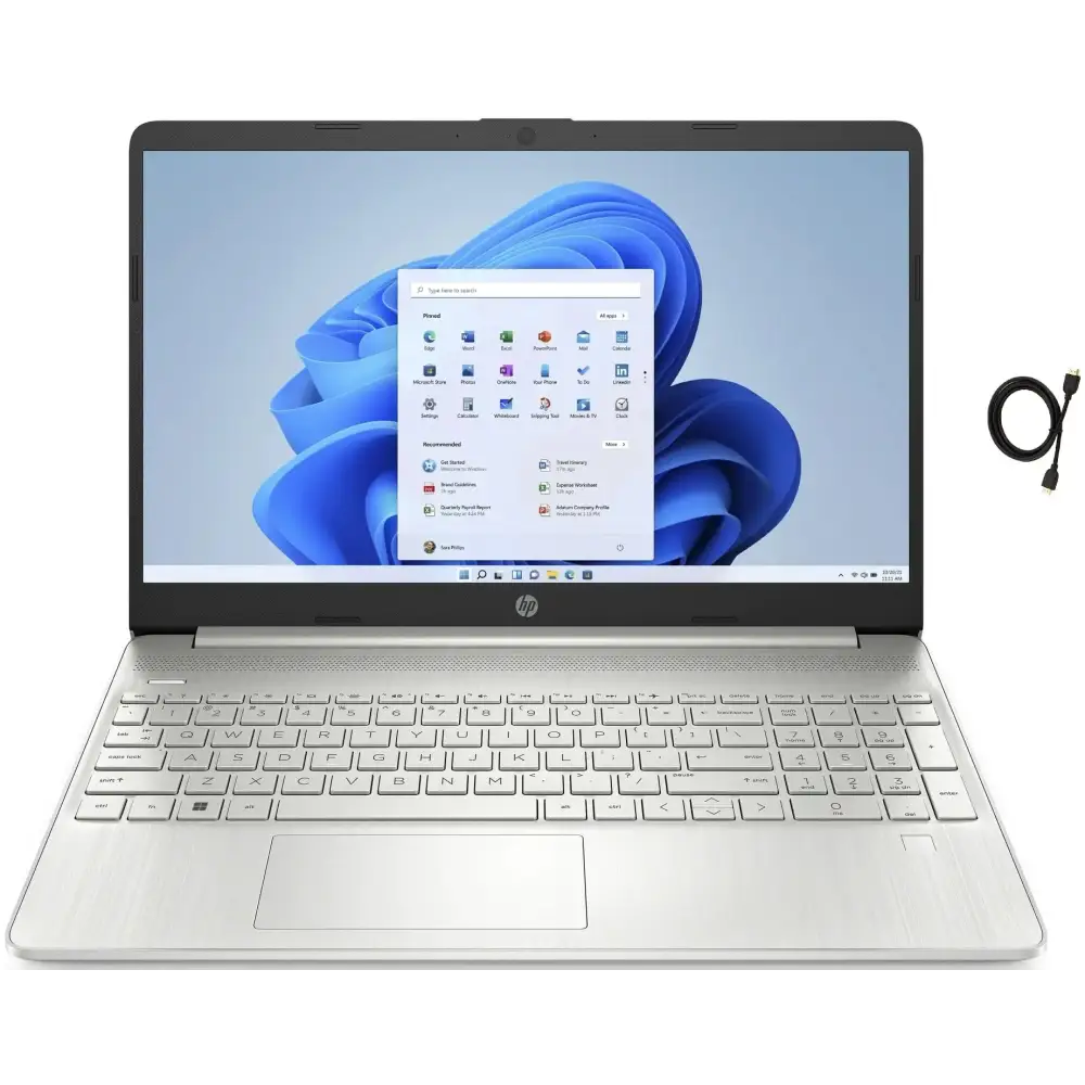 HP 2023 15.6" FHD Premium Laptop 12th Gen Intel 6-Core i3-1215U Upto 4.4GHz 16GB RAM 256GB PCIe SSD Intel UHD Graphics Fingerprint Reader Windows 11 Home + HDMI Cable Silver