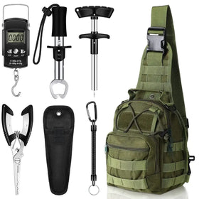 Olive green tactical sling pack with multiple compartments and adjustable strap