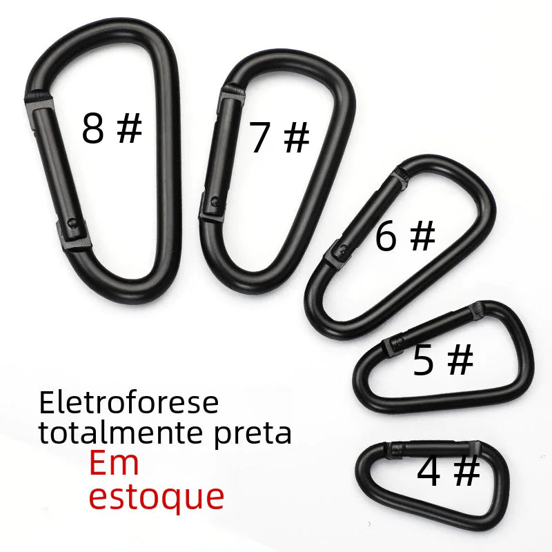D-Shaped All-Black Aluminum Carabiner Keychain Accessory - Joomcy