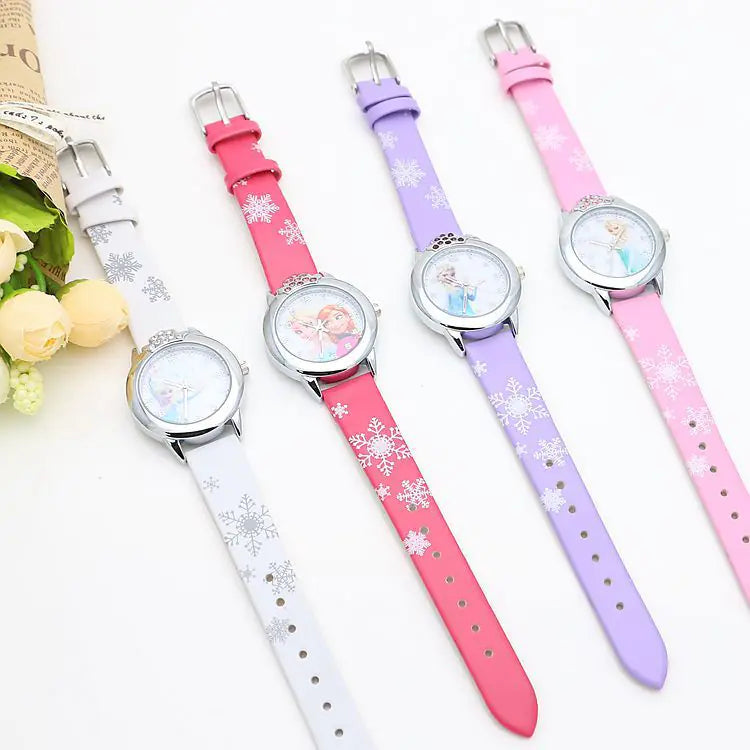 Cute Frozen Cartoon Kids' Watch with Leather Strap - Joomcy