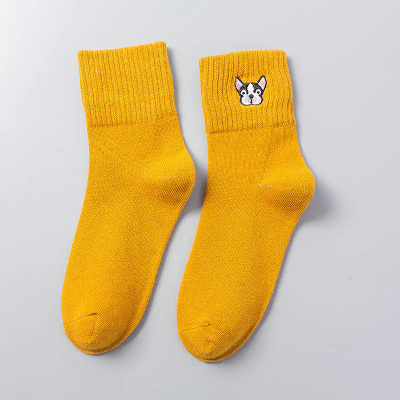 Cartoon Embroidered Tube Socks - Joomcy