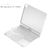 Silver m4 ipad pro 11-inch (2024) with integrated keyboard and protective case.