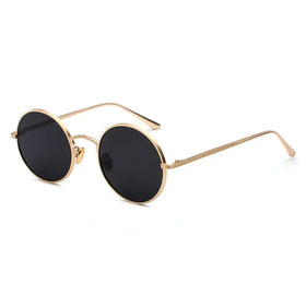 Gold-toned round-frame sunglasses with dark lenses.