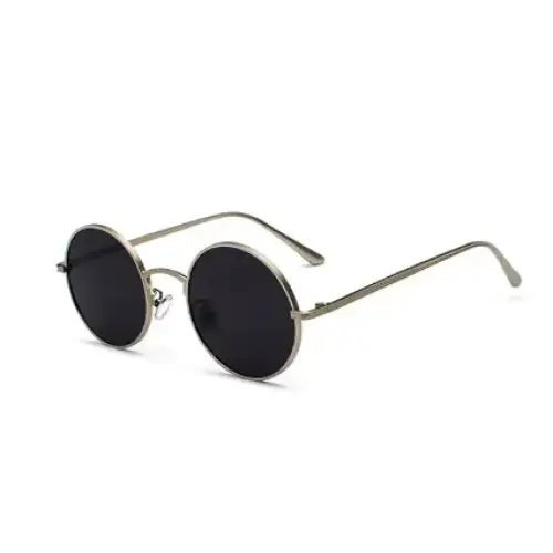 Round black-tinted lenses framed in a sleek, metallic silver-toned circular metal frame.