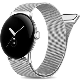 JKD Bands Compatible with Google Pixel Watch Band/Pixel 3 Watch Band Women Men Soft Stainless Steel Metal Mesh Loop Strap Wristband for Google Pixel Watch/Pixel 2 Watch/Pixel Watch 3 41mm Silver