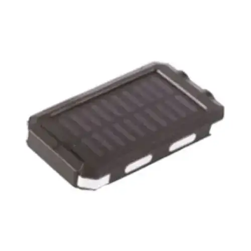 Black rectangular solar-powered phone charger with a textured surface and white accents along the edges.