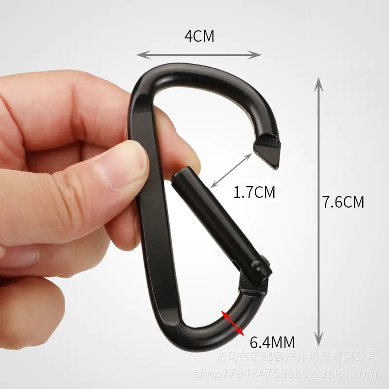 D-Shaped All-Black Aluminum Carabiner Keychain Accessory - Joomcy