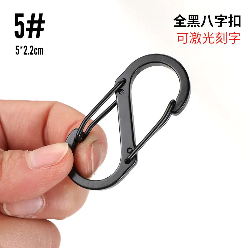 D-Shaped All-Black Aluminum Carabiner Keychain Accessory - Joomcy