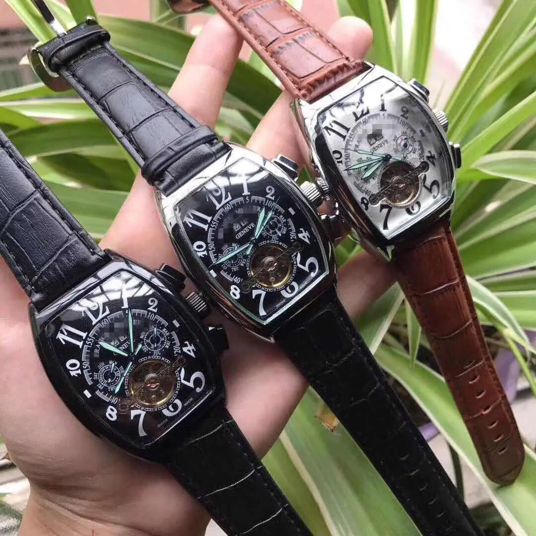 Men's Tourbillon Automatic Mechanical Watch with Leather Strap - Joomcy