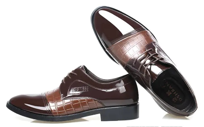 Patterned Leather Pointed Dress Shoes for Men - Joomcy