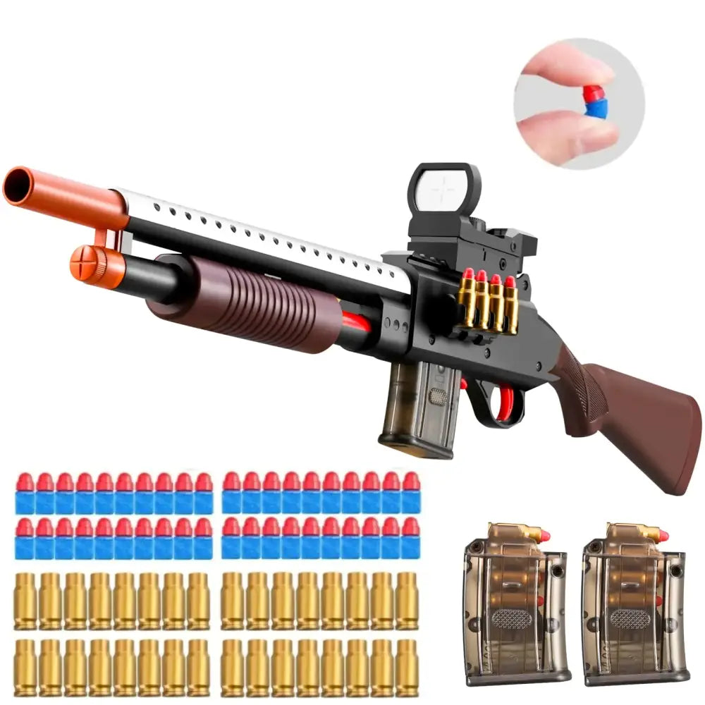 Kyliandi Pump Shotgun Toy Realistic Barrel Shell ejecting Foam Blaster Gun Soft Bullet Look Real Sniper Rifle with Scope Dart Pellet Shooting Game for Boys Teens Adults Gifts Age 8-14 Year Old (Brown)