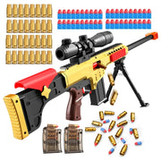 Kyliandi Soft Bullet Toy gun Sniper Rifle with Scope Realistic Barrel Look Real shotgun Shell ejecting Foam Blaster Gun Dart Pellet Shooting Game for Boys Teen Adult Gifts Age 8+ 10 12 Year Old (Gold)