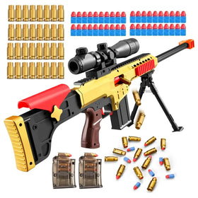 Kyliandi Soft Bullet Toy gun Sniper Rifle with Scope Realistic Barrel Look Real shotgun Shell ejecting Foam Blaster Gun Dart Pellet Shooting Game for Boys Teen Adult Gifts Age 8+ 10 12 Year Old (Gold)