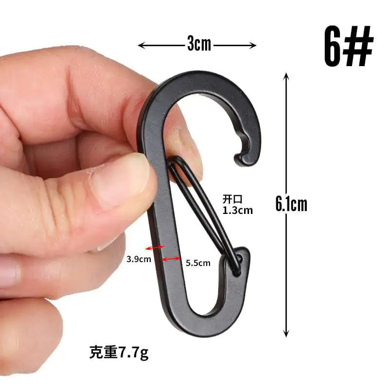 D-Shaped All-Black Aluminum Carabiner Keychain Accessory - Joomcy