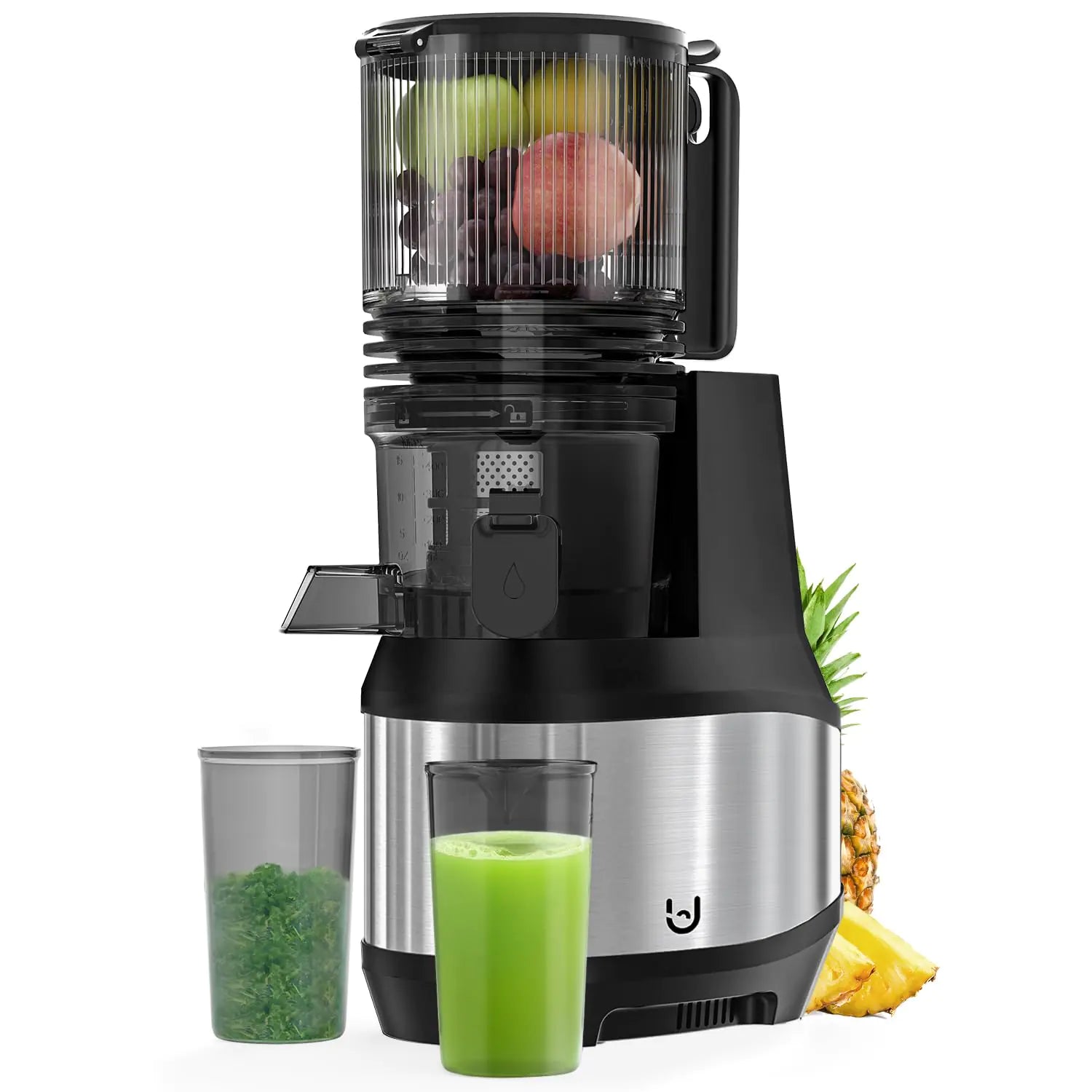 Masticating Juicer Machines 6.2" Inch Feeding Chute Supports Whole Fruits and Vegetables，350W Slow Cold Press Juicer，Easy to Clean