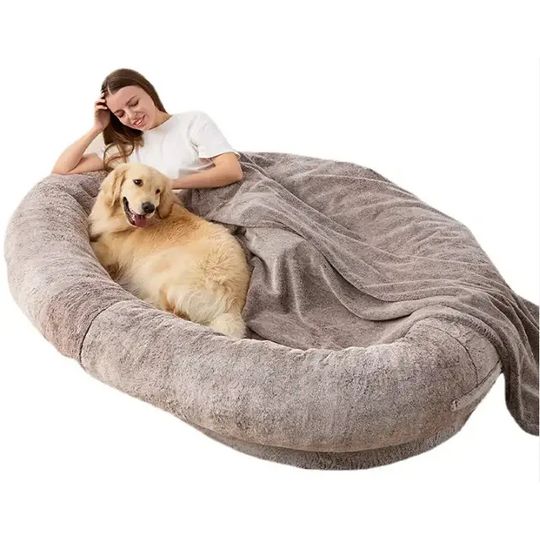 Large Human Short Plush Dog Bed